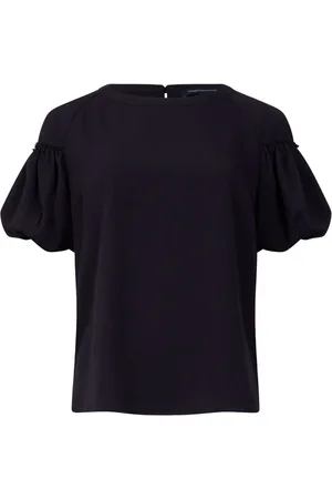 French Connection Blue Crepe Light Puff Sleeve Top XL