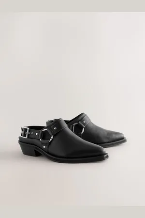 Next Standard Fit Forever Comfort Leather Point Toe Hardware Western Cowboy Slingback Shoes AU 9 (EU 41)
