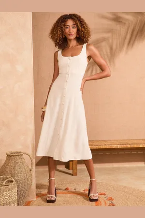 Love & Roses Tailored Tab Detail Linen Midi Dress 22