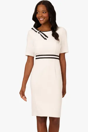 Adrianna Papell Crepe Ribbon Short Dress AU 16