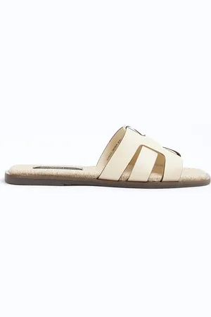 River Island Cream Weave Mules Flat Sandals AU 8 (EU 39)