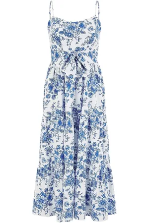 Yumi Floral Strappy Midi Dress With Front Tie AU 10