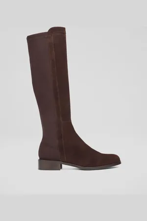 LK Bennett Brown Tallis Espresso Half And Half Stretch Knee Boots AU 9 (EU 40)