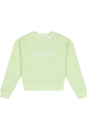 Jack Wills Green Loose Fit Girls 100% Cotton Huntston Crew Sweatshirt 12