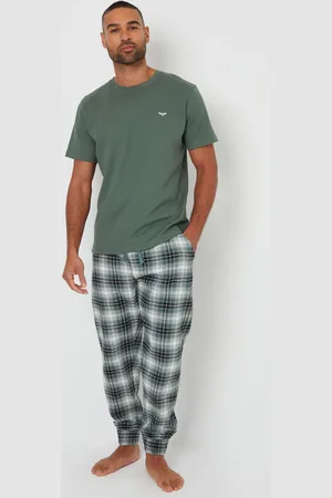 Threadbare Green Blend Textured Short Sleeve 100% Cotton Check Pyjamas Set XXL