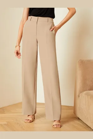 Love & Roses Camel High Waist Wide Leg Tailored Trousers AU 22