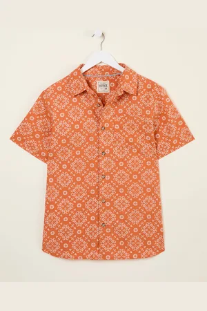 Fat Face FatFace Short Sleeve Tile Print 100% Cotton Shirt medium