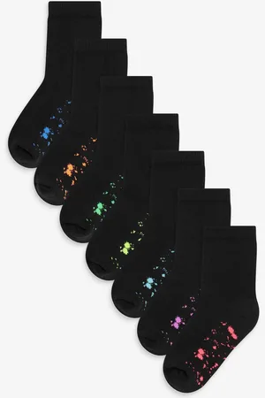 Next Black Splat Cotton Rich Cushioned Socks 7 Pack 12.5-3.5