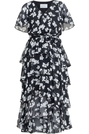 Gina Bacconi Lottie Elastic Waist Tiered Dress AU 16