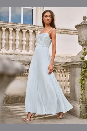 Lipsy London Embellished Cami Pleated Maxi Bridesmaid Dress AU 16