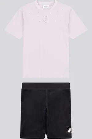 Juicy Couture Black Girls Loose T-Shirt & Velour Cycling Shorts Set 15