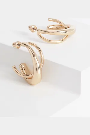 Next Gold Tone Crossover Hoop Earrings One