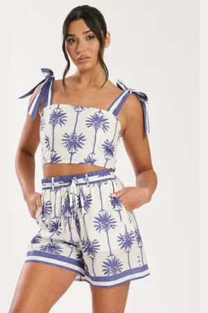 South Beach Printed Tie Waist 100% Cotton Shorts AU 16