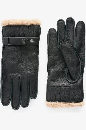 Barbour Black Leather Utility Gloves M