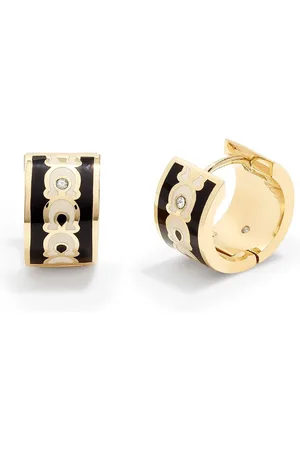 Coach Gold Tone Signature Huggie Earrings One