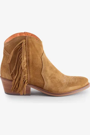PENELOPE CHILVERS Natural Betty Suede Fringe Boots AU 7 (EU 38)