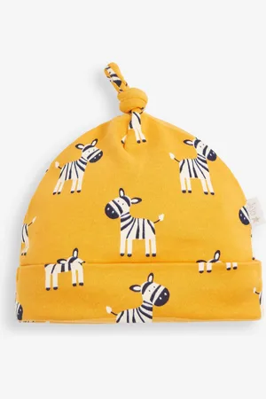 JoJo Maman Bébé Yellow Zebra Print Cotton Baby Hat Upto 3 Months (50