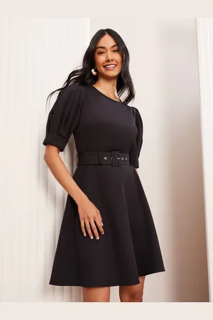 Friends Like These Puff Sleeve Tailored Fit and Flare Dress AU 14