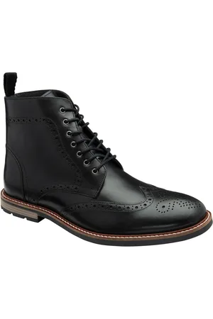 Frank Wright Black Mens Leather Lace-Up Brogue Ankle Boots AU 11 (EU 45)