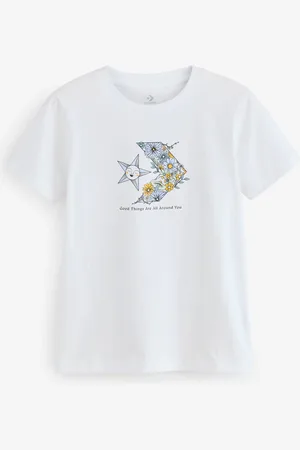Converse White 100% Cotton White Star Chevron Graphic T-Shirt medium