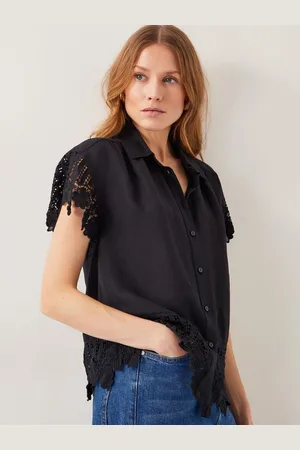 Monsoon Lara Embroidered Short Sleeve Shirt L