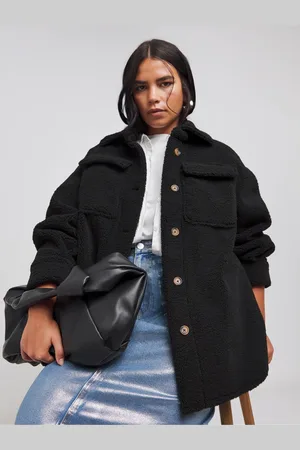 Simply Be Black Oversized Teddy Shacket AU 24