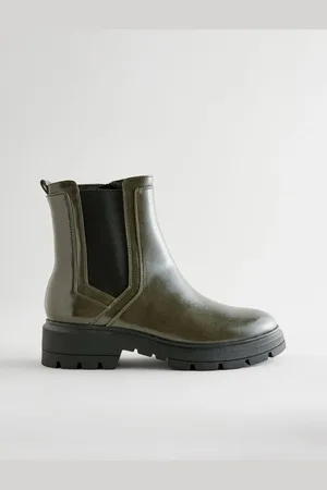Next Khaki Green Standard/Wide Fit Forever Comfort Patent Chelsea Boots AU 8.5 (EU 40)