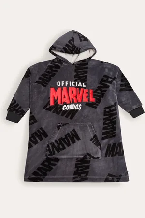 Brand Threads Grey Marvel Mens Hooded Blanket onesize