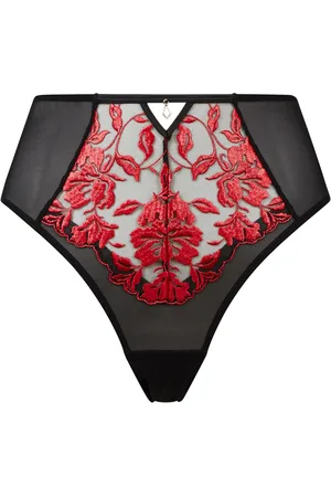 Ann Summers Black The Hero High Waist Floral Print Brazilian Briefs AU 10