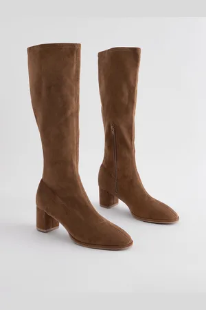Next Tan Brown Standard/Wide Fit Forever Comfort Sock Block Knee High Boots AU 9 (EU 41)