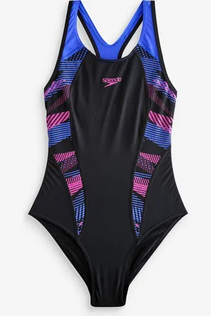 Speedo Black Placement Lane Back Swimsuit AU 18