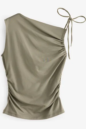 Next Olive Green Soft Touch Polyamide Ruched Sleeveless Top AU 20