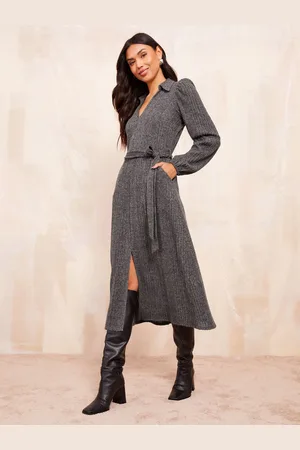 Friends Like These Cosy Long Sleeve Open Neck Midi Dress AU 10