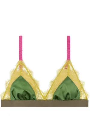 LOVE Stories Green Lace Delicate Triangle 100% Cotton Bralette 34 A-B