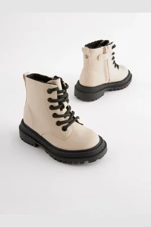 Next Neutral White Standard Fit (F) Chunky Lace-Up Ankle Boots AU 6 (EU 23)