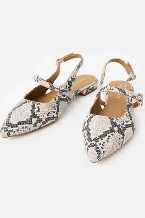 Oliver Bonas Mary Jane Snake Print Leather Slingbacks Shoes AU 8 (EU 39)