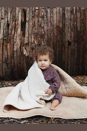 The Little Tailor Quilted Reversible Sherpa Fleece Lined Baby Blanket One