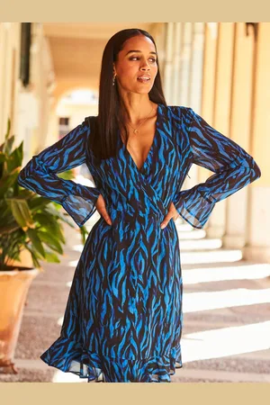 Sosandar Fluted Cuff Fit And Flare Dress AU 16