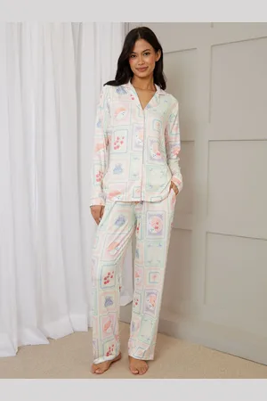 Threadbare Multi Printed Long Button Through Pyjamas AU 14