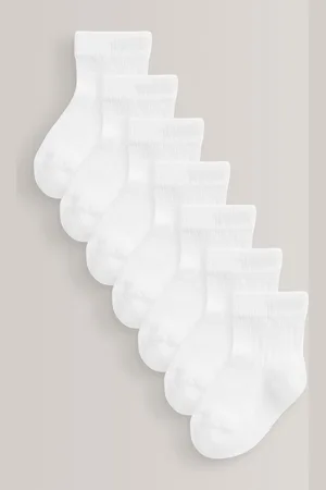 Next White 7 Pack Rib Baby Socks (0mths-2yrs) First Size