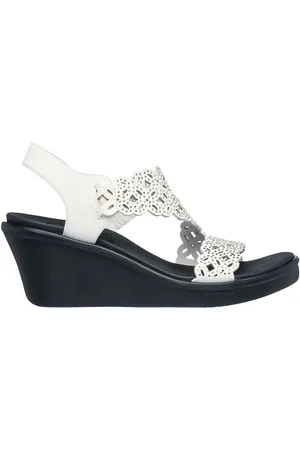 Skechers White White Rumble on Wedge Sandals AU 6 (EU 37)