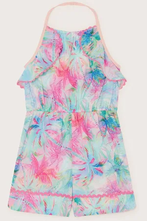 Monsoon Blue Frill Palm Print Halter Playsuit 12