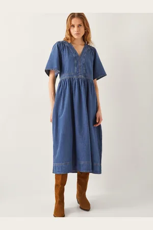 Monsoon Lydia Short Sleeve Denim Midi Dress M
