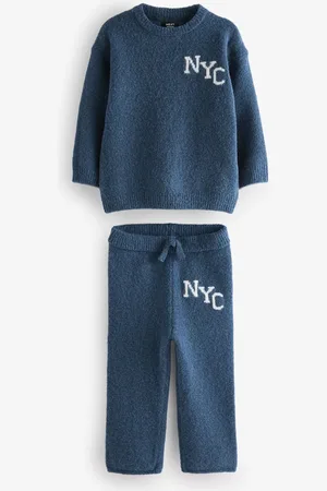 Next Navy Blue Knitted NYC Varsity Jumper and Joggers Set (3mths-7yrs) 2