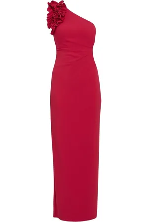 Gina Bacconi Nicole Ruffled One Shoulder Maxi Dress AU 12