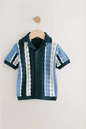 Next Crochet Revere Collar Short Sleeve Knitted Polo Shirt (3mths-7yrs) 110116cm