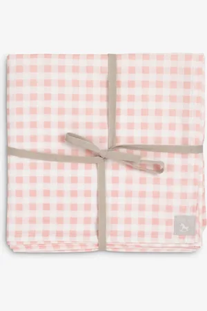 The Little Tailor Pink/White Muslin 100% Cotton Baby Blanket ONE