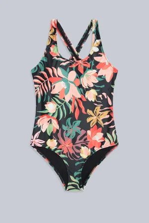 Animale Black Womens Mia Cross Back Printed Swimsuit 14