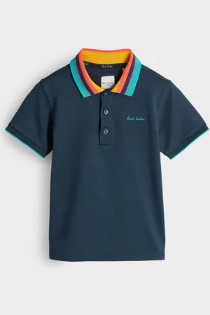 Paul Smith Boys Short Sleeve Artist Stripe Collar 100% Cotton Polo Shirt 5