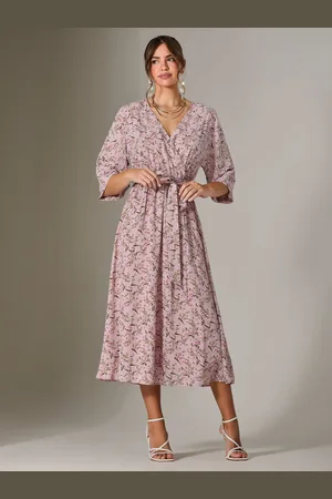 Jolie Moi Tie Front Half Sleeve Midi Dress AU 8